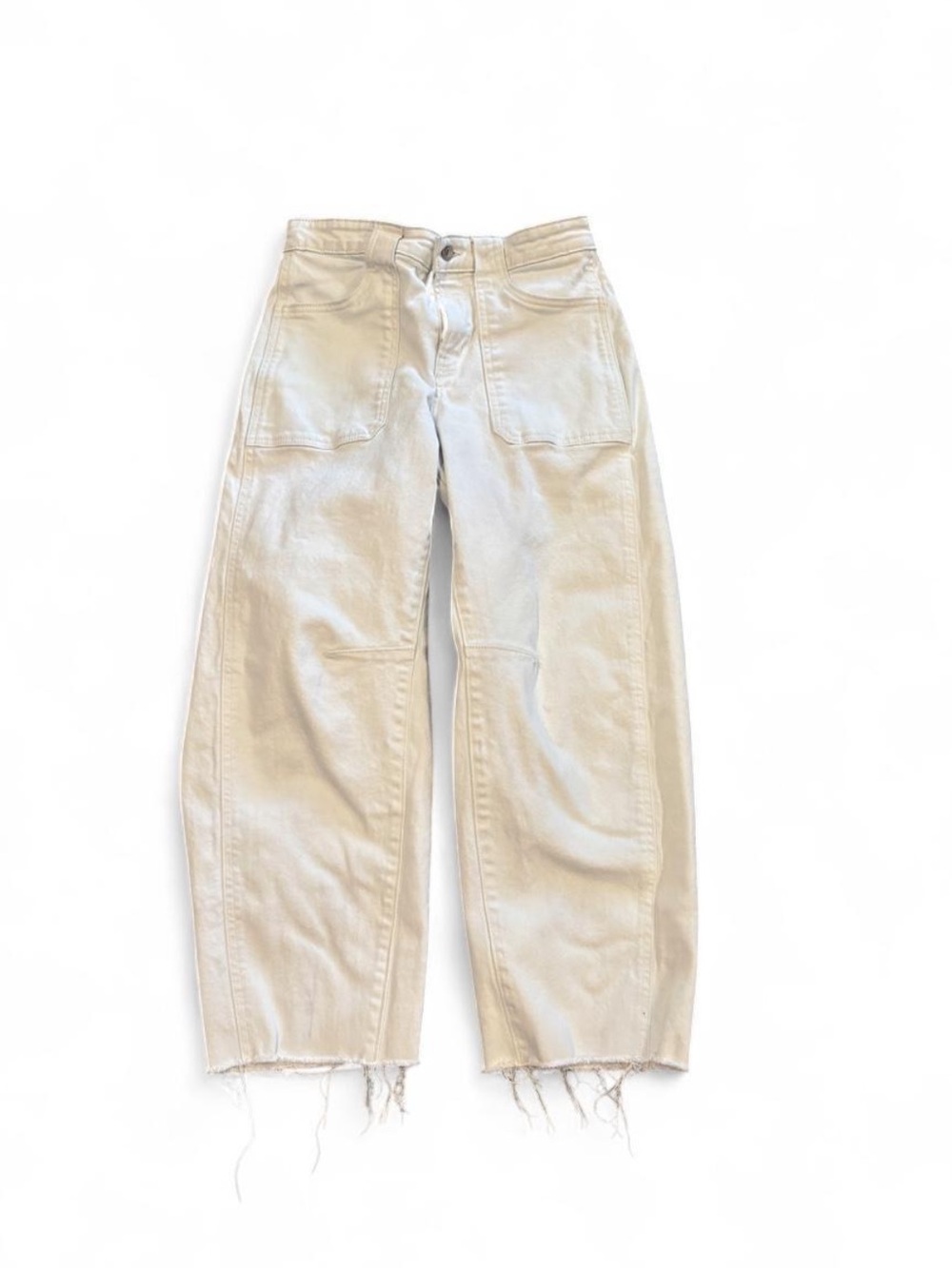 Free Assembly High Waisted Cropped Barrel Style White Jean Size 2